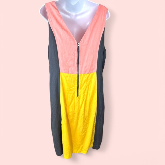 Oliver Bonas‎ size 16  V-Neck colorblock  Sleeveless Sheath Dress - Picture 5 of 12